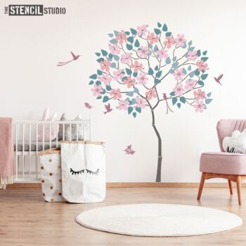 Round Tree With Hibiscus And Humming Birds Stencil Pack, 2 of 6