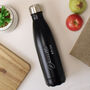 Personalised Name And Message Black Metal Insulated Drinks Bottle, thumbnail 4 of 7