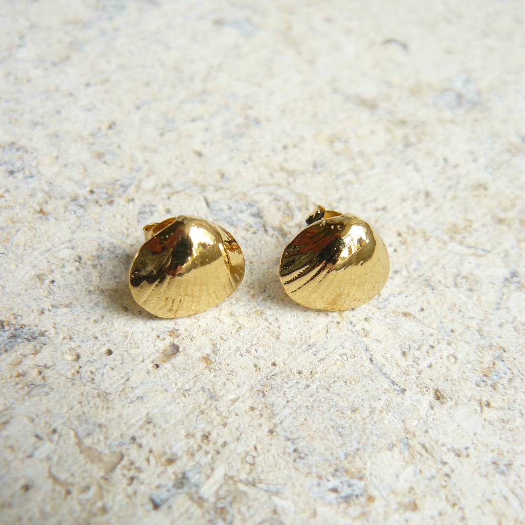 shell stud earrings in gold vermeil by lime tree design ...