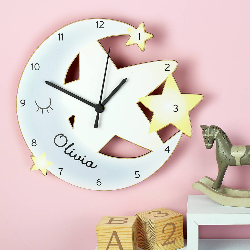 Personalised Moon And Stars Clock, 1 of 3