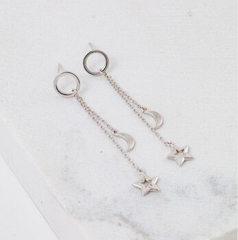 Night Sky Star And Moon Earrings, 9 of 9