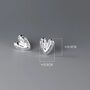 Sterling Silver Hammered Heart Stud Earrings, thumbnail 2 of 5