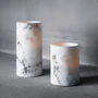 Set Of Two Marble Wax LED Pillar Candles, thumbnail 1 of 2