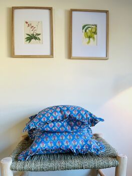 Floral Print Block Print Cushion, 2 of 4
