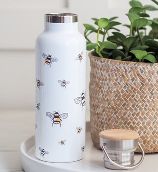 Personalised Bee Water Bottle With Bamboo Lid, 3 of 4