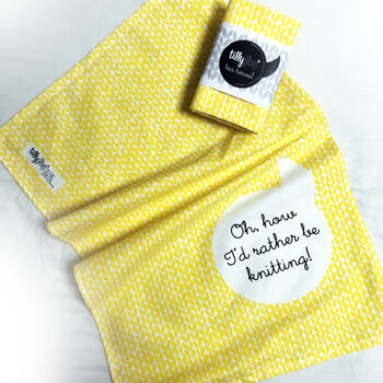 Knit Tea Towel In Yellow Oh How I'd Rather Be Knitting, 3 of 4