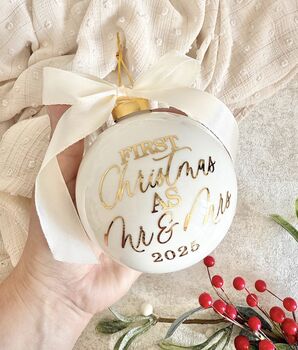 First Christmas As Mr And Mrs Ceramic Bauble, 2 of 3