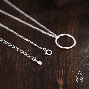 Sterling Silver Minimal Skinny Circle Pendant Necklace, 5 of 12