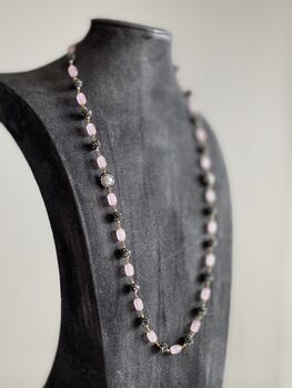 Noori Pink And Black Beads Long Necklace, 3 of 4