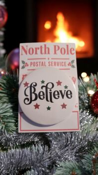 Christmas Polar Express Inspired Pinned Believe Badge, 2 of 4