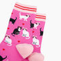 Cats In Love Bamboo Socks In Pink, thumbnail 2 of 4