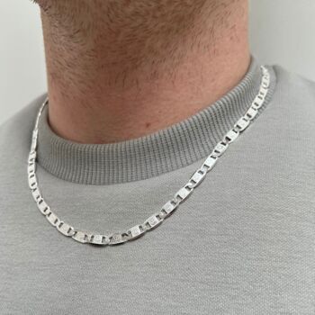 925 Sterling Silver Smile Chain Necklace For Men, 3 of 6