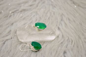 Green Onyx Silver Earrings, 6 of 12