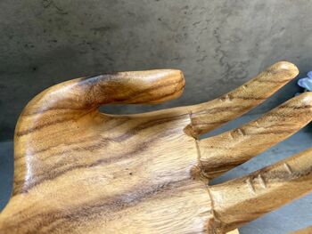 Teak Root Wooden Giant Hand Shaped Trinket Dish Or Bowl Décor, 5 of 8