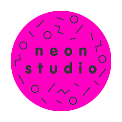 Pink neon studio company logo