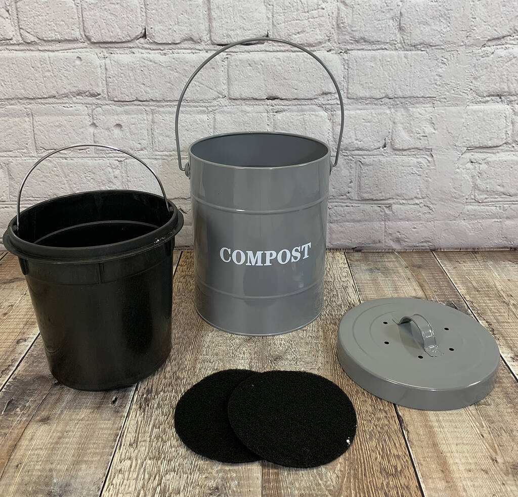 Kitchen Compost Caddy Bin In French Grey By Garden Selections