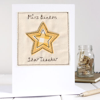 Personalised Star Teacher Christmas Card For Him Or Her, 2 of 12