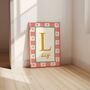 Girls Personalised Initial And Name Wall Print For Bedroom Or Nursery, thumbnail 1 of 3