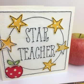 Star Teacher Embroidered Card, 2 of 2