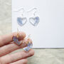 Forget Me Not Love Heart Sterling Silver Earrings, thumbnail 2 of 5