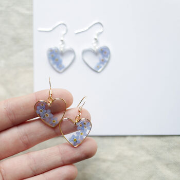 Forget Me Not Love Heart Sterling Silver Earrings, 2 of 5