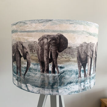 Safari Elephant Fabric Drum Lampshade, 4 of 4