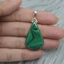 Malachite Silver Pendant: Green Teardrop Gemstone, thumbnail 4 of 4