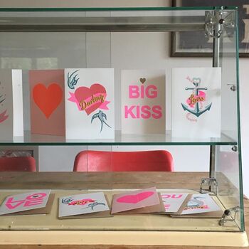 Hearts And Arrows Risograph Greeting Card, 2 of 3