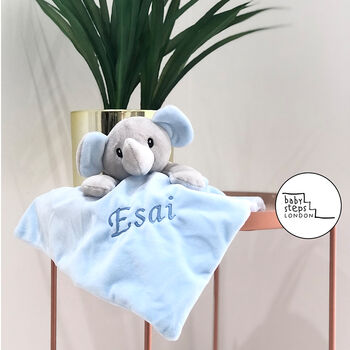 White Personalised Name Elephant Comforter Soft Toy, 3 of 4