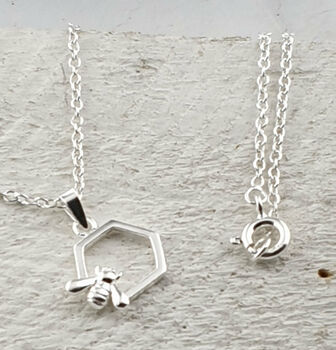 Silver Honey Bee Mothers Day Hexagon Pendant, 4 of 6