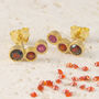 Garnet And Ruby January Birthstone Gold Plated Earrings, thumbnail 1 of 4