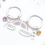 Personalised Rainbow Pair Of Best Friends Keyrings Matching Set, thumbnail 1 of 6
