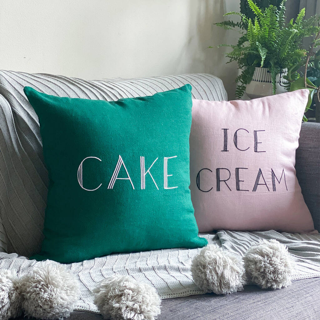 Pair Of Personalised Embroidery Cushions By Elley Home