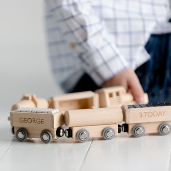Personalised Wooden Birthday Train Set, 3 of 9