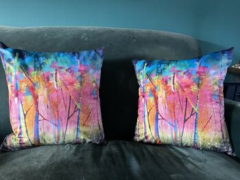 Abstract Forest Velvet Cushion, 4 of 5