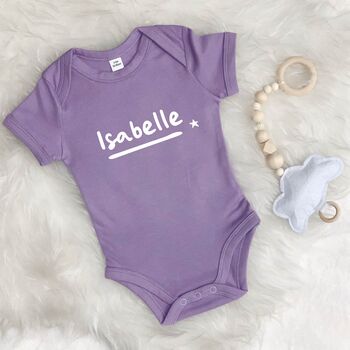 Personalised Name Baby Grow With Star, 5 of 9