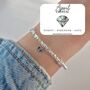 Sterling Silver April Crystal Beaded Bracelet: April Birthstone, Personalised Heart Charm, thumbnail 1 of 6