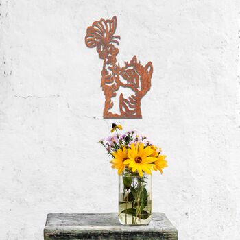 Rusty Metal Cat And Butterfly Garden Decor Wall Art, 8 of 10