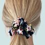 Tokoriki Black And Coral Floral Scrunchie, thumbnail 1 of 2