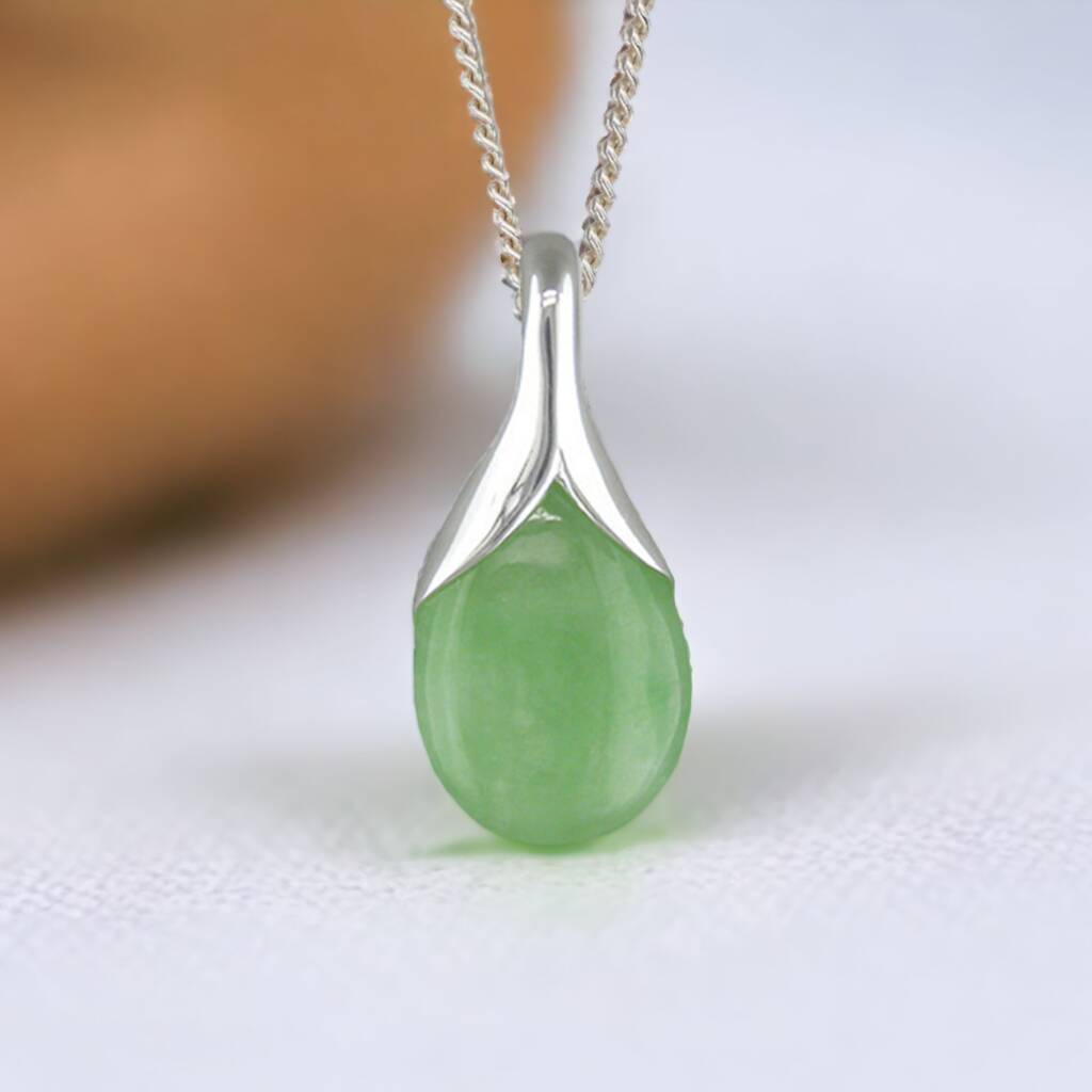Jade Teardrop Necklace In Sterling Silver, 1 of 12