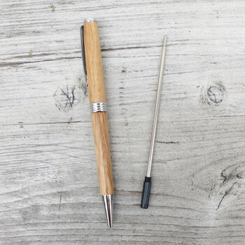 Handmade Ballpoint Pen Recycled Whisky Barrel Oak, 5 of 11