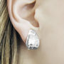 Silver Textured Petal Clip On Earrings, thumbnail 1 of 6