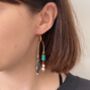 Pearl And Turquoise Asymmetric Drop Earrings, thumbnail 4 of 7
