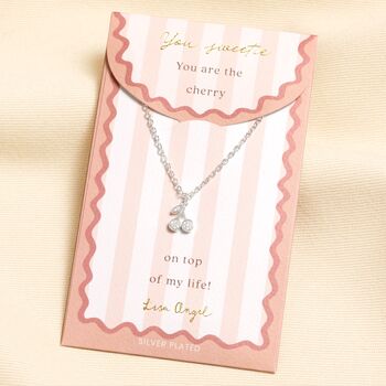 Cherry Pendant Carded Necklace In Gold Or Silver, 2 of 4