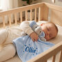 Personalised Blue Elephant Comforter Baby Boy Gift, thumbnail 1 of 7