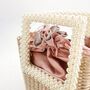 St. Tropez Rose Ombré Satin Pearl Straw Bucket Bag, thumbnail 3 of 3