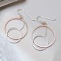 Sterling Silver Rose Gold Circles Dangly Earrings, thumbnail 2 of 7