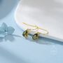 Sterling Silver Olive Green Cz Droplet Drop Earrings, thumbnail 2 of 12