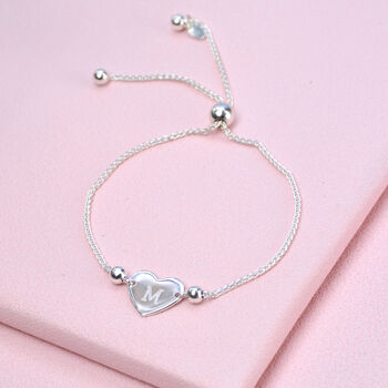 Personalised Silver Heart Initial Slider Bracelet, 4 of 7