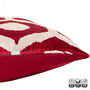 Red Drop Pattern Silk Ikat Velvet Cushion Cover 50x50cm, thumbnail 3 of 6